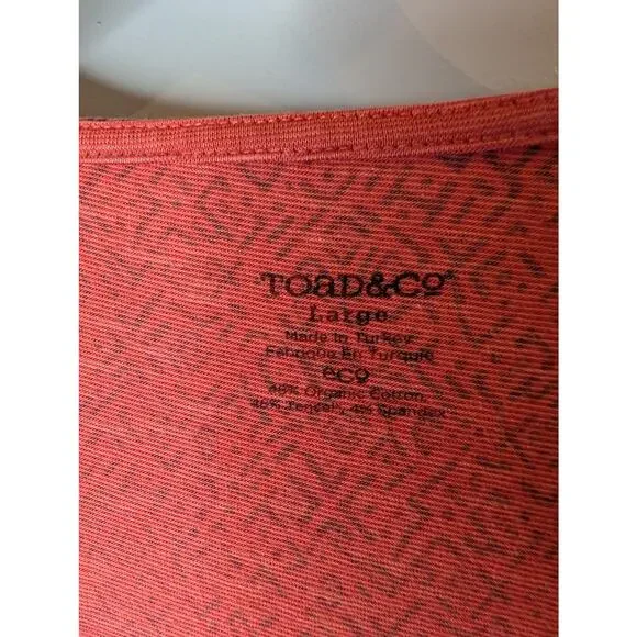 Toad&Co Burnt Orange Drop Waist Dress Organic Cotton Tencel Sustainable Large - Picture 2 of 5